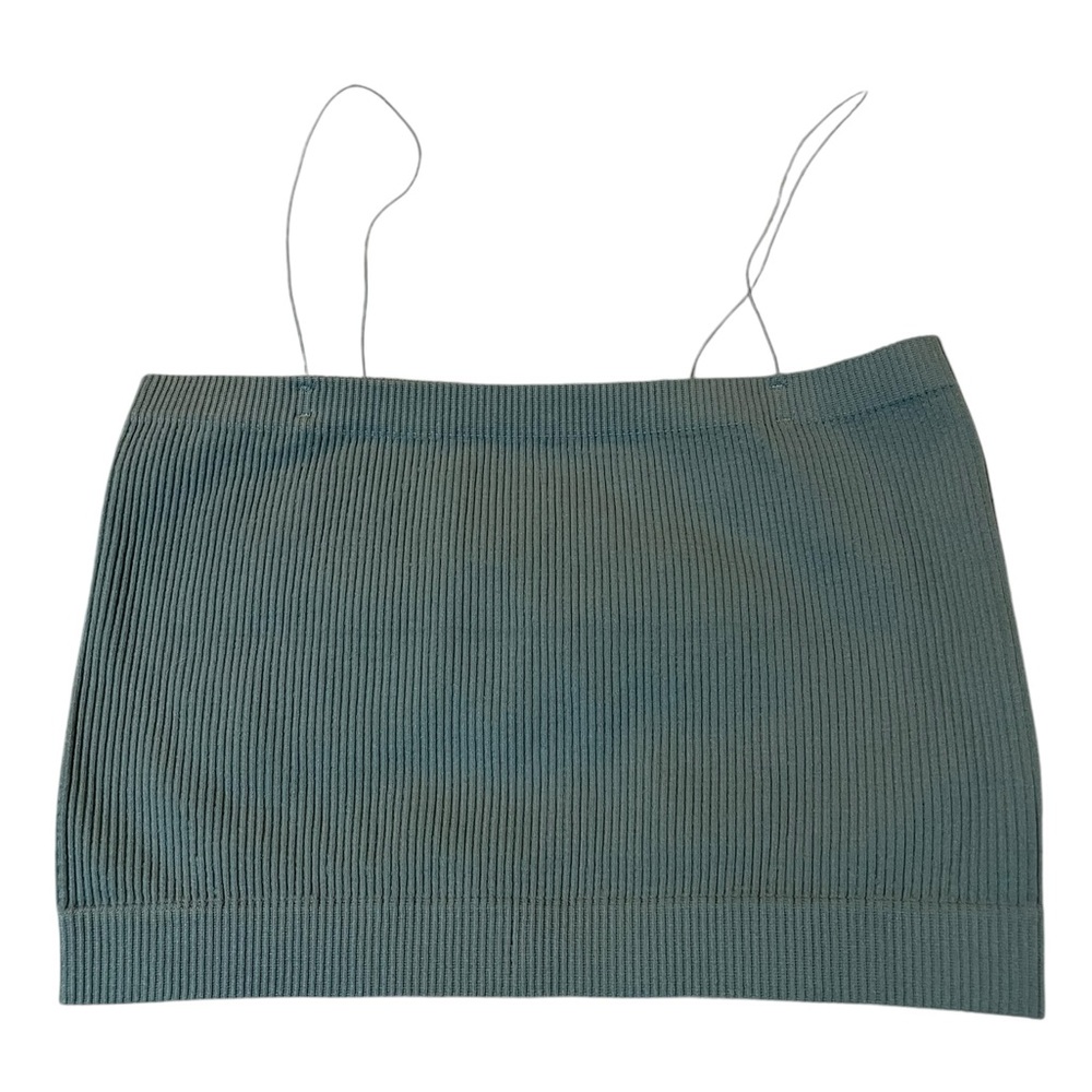 Mono B Teal Ribbed Crop Top